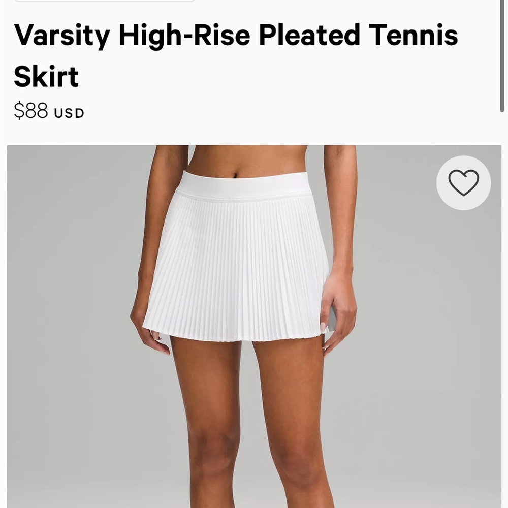 White Lulu Lemon Tennis Skirt NWT 6